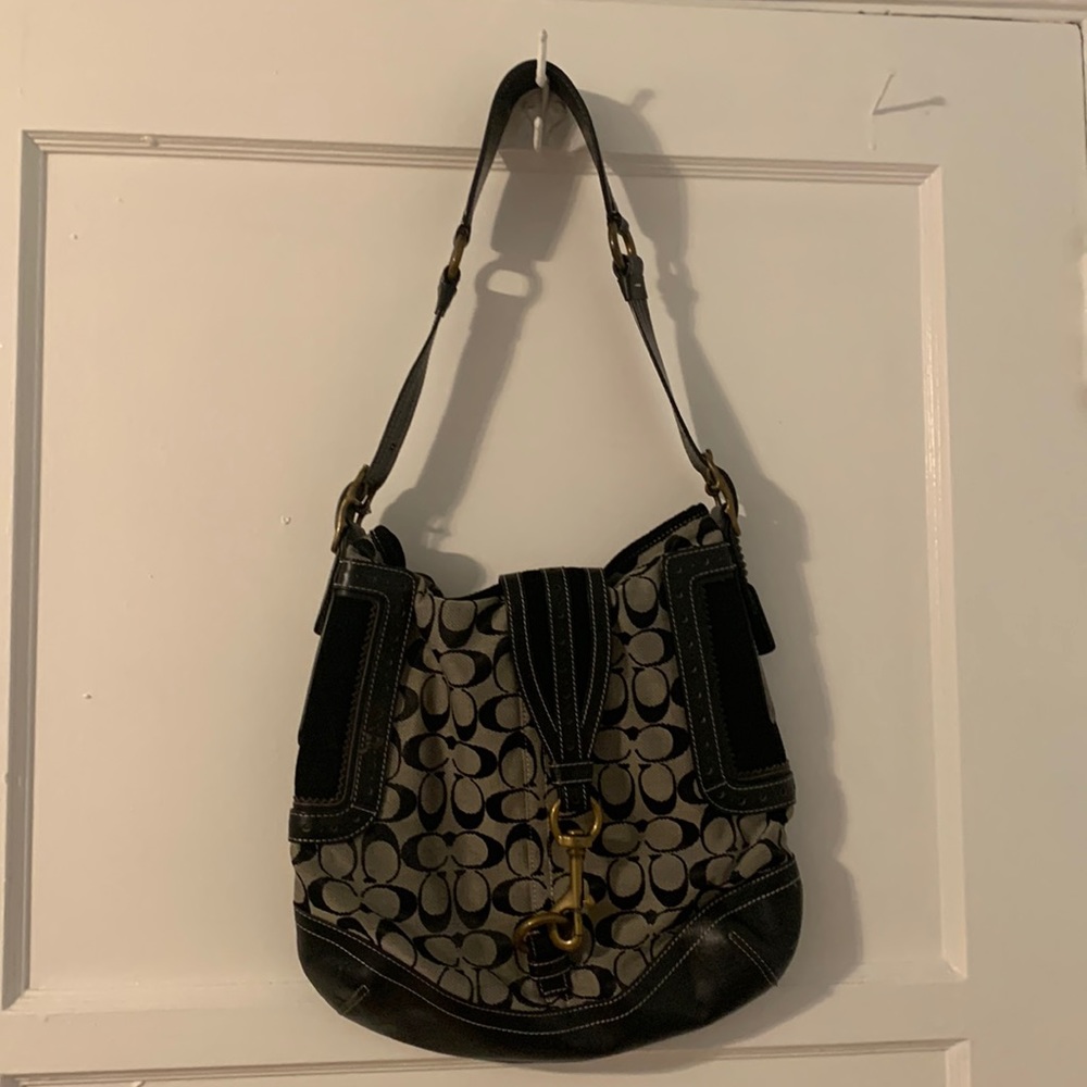 Coach Black and Gray Shoulder Bag